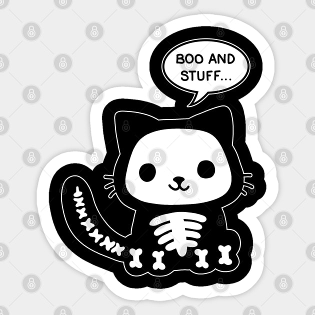 Halloween skelton cat Sticker by valentinahramov